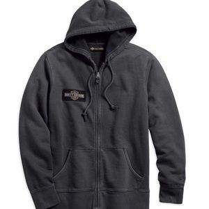 Harley Davidson Full Zip Hoodie Grey Eagle Wings M
